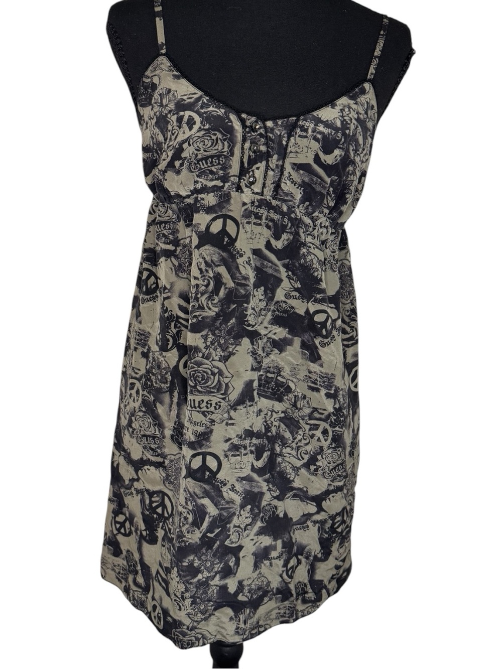 Vintage Guess 100% Silk Spaghetti Strap Empire Waist Dress